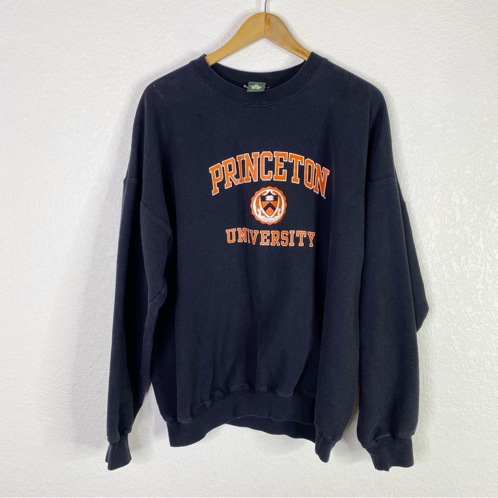 Vintage Princeton University Black Graphic Print Pullover Sweatshirt